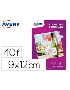 Etiquette avery blanc 12x9cm pour bouteille jet d encre paquet de 40.