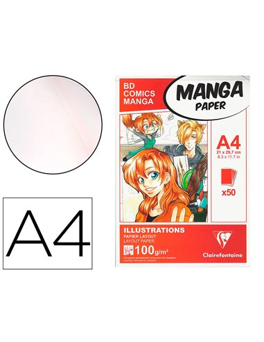 Manga illustrations bloc coll clairefontaine a4 21x29,7cm 100gr 50f.