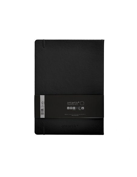 Carnet a4 antartik notes papier uni ivoire couverture rigide fermeture elastique 100pages 80gr coloris noir.