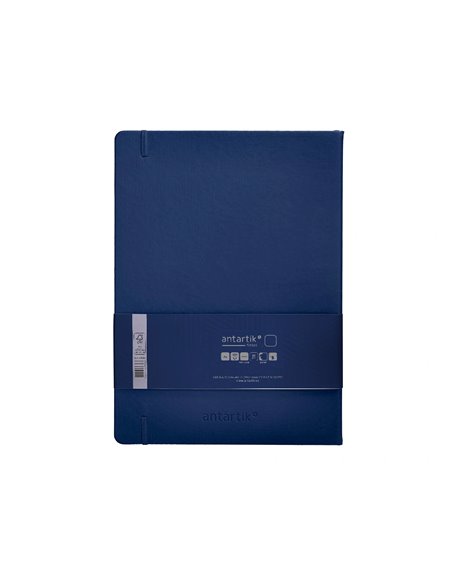 Carnet a4 antartik notes papier uni ivoire couverture rigide fermeture elastique 100pages 80gr coloris bleu marine.