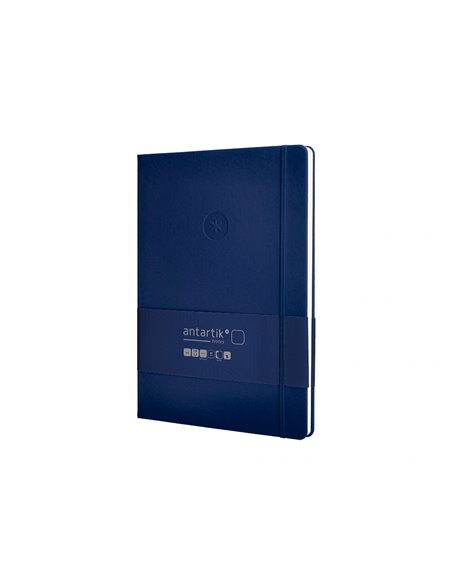 Carnet a4 antartik notes papier uni ivoire couverture rigide fermeture elastique 100pages 80gr coloris bleu marine.