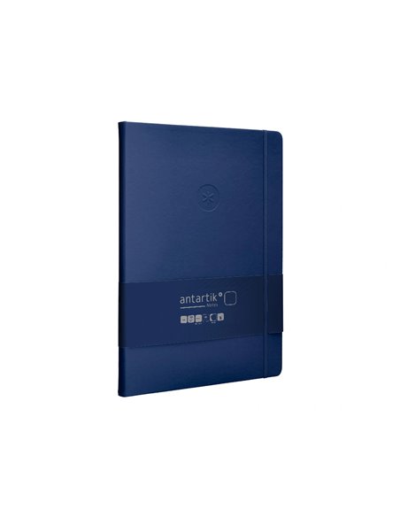 Carnet a4 antartik notes papier uni ivoire couverture rigide fermeture elastique 100pages 80gr coloris bleu marine.
