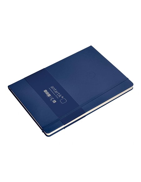 Carnet a4 antartik notes papier uni ivoire couverture rigide fermeture elastique 100pages 80gr coloris bleu marine.