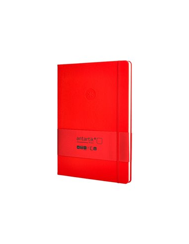 Carnet a4 antartik notes papier uni ivoire couverture rigide fermeture elastique 100pages 80gr coloris rouge.