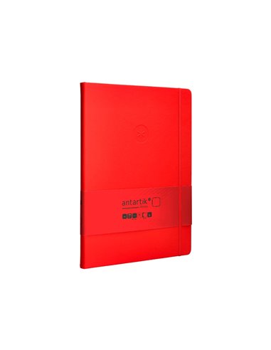 Carnet a4 antartik notes papier uni ivoire couverture rigide fermeture elastique 100pages 80gr coloris rouge.