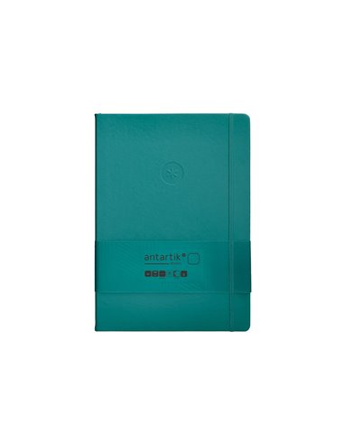 Carnet a4 antartik notes papier uni ivoire couverture rigide fermeture elastique 100pages 80gr coloris vert paon.