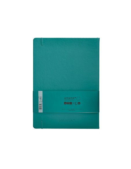 Carnet a4 antartik notes papier uni ivoire couverture rigide fermeture elastique 100pages 80gr coloris vert paon.