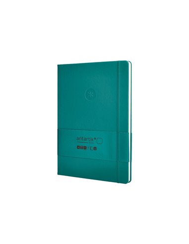 Carnet a4 antartik notes papier uni ivoire couverture rigide fermeture elastique 100pages 80gr coloris vert paon.