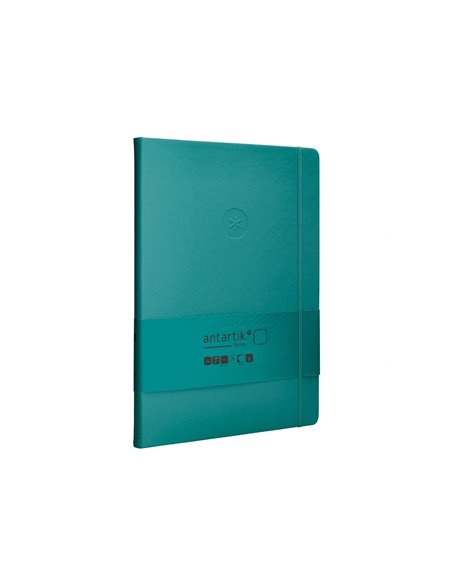 Carnet a4 antartik notes papier uni ivoire couverture rigide fermeture elastique 100pages 80gr coloris vert paon.