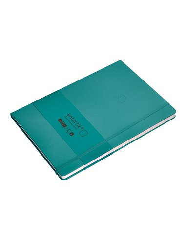 Carnet a4 antartik notes papier uni ivoire couverture rigide fermeture elastique 100pages 80gr coloris vert paon.