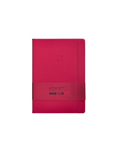 Carnet a4 antartik notes papier uni ivoire couverture rigide fermeture elastique 100pages 80gr coloris framboise.