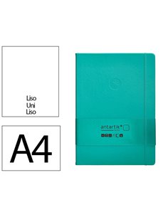 Carnet a4 antartik notes papier uni ivoire couverture rigide fermeture elastique 200pages 80gr coloris vert menthe.