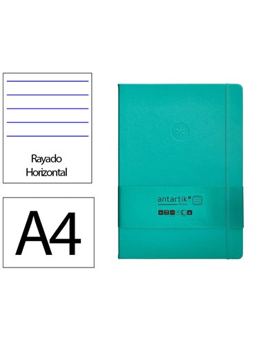 Carnet a4 antartik notes lignecouverture rigide fermeture elastique 200 pages 80gr coloris vert menthe.
