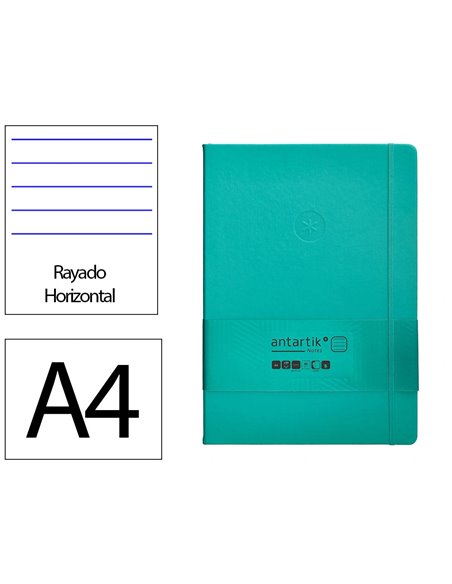 Carnet a4 antartik notes lignecouverture rigide fermeture elastique 200 pages 80gr coloris vert menthe.