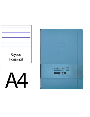 Carnet a4 antartik notes lignecouverture rigide fermeture elastique 100 pages 80gr coloris bleu ciel.