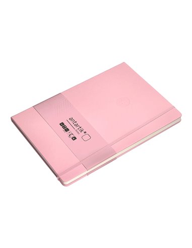 Carnet a4 antartik notes papier uni ivoire couverture rigide fermeture elastique 100pages 80gr coloris rose pastel.
