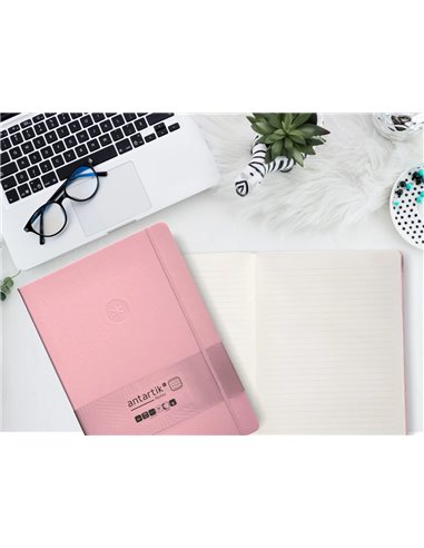 Carnet a4 antartik notes lignecouverture rigide fermeture elastique 100 pages 80gr coloris rose pastel.