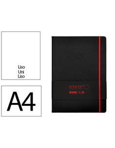 Carnet a4 antartik notes papier uni ivoire couverture rigide fermeture elastique rouge 100 pages 80gr coloris noir.