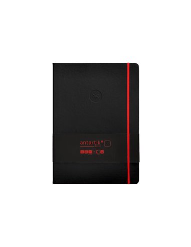 Carnet a4 antartik notes papier uni ivoire couverture rigide fermeture elastique rouge 100 pages 80gr coloris noir.