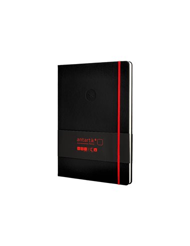 Carnet a4 antartik notes papier uni ivoire couverture rigide fermeture elastique rouge 100 pages 80gr coloris noir.