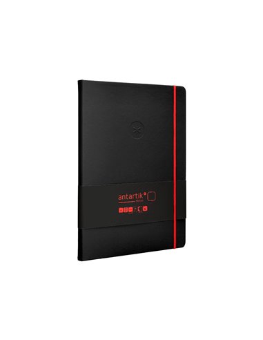 Carnet a4 antartik notes papier uni ivoire couverture rigide fermeture elastique rouge 100 pages 80gr coloris noir.