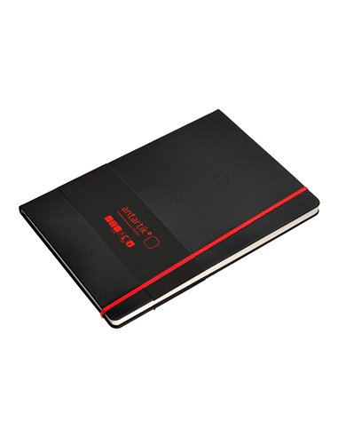 Carnet a4 antartik notes papier uni ivoire couverture rigide fermeture elastique rouge 100 pages 80gr coloris noir.