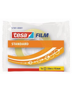 Ruban adhésif transparent standard Tesa Tesafilm 15 mm x 33 m - Bonne adhérence et haute résistance aux UV - Sans PVC
