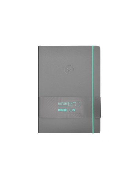 Carnet a4 antartik notes papier uni ivoire couverture rigide fermeture elastique turquoise 100 pages 80gr coloris gris.
