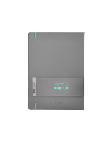 Carnet a4 antartik notes papier uni ivoire couverture rigide fermeture elastique turquoise 100 pages 80gr coloris gris.