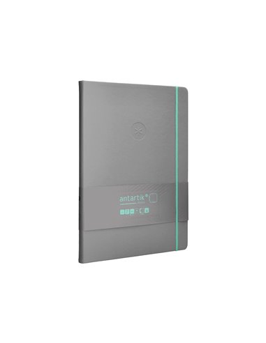 Carnet a4 antartik notes papier uni ivoire couverture rigide fermeture elastique turquoise 100 pages 80gr coloris gris.