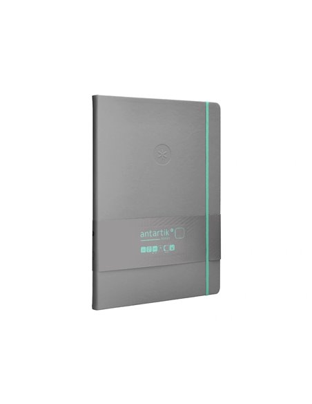 Carnet a4 antartik notes papier uni ivoire couverture rigide fermeture elastique turquoise 100 pages 80gr coloris gris.