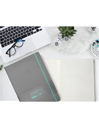 Carnet a4 antartik notes lignecouverture rigide fermeture elastique turquoise 100 pages 80gr coloris gris.