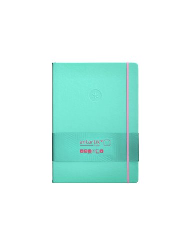 Carnet a4 antartik notes papier uni ivoire couverture rigide fermeture elastique rose 100 pages 80gr coloris turquoise.