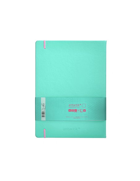 Carnet a4 antartik notes papier uni ivoire couverture rigide fermeture elastique rose 100 pages 80gr coloris turquoise.