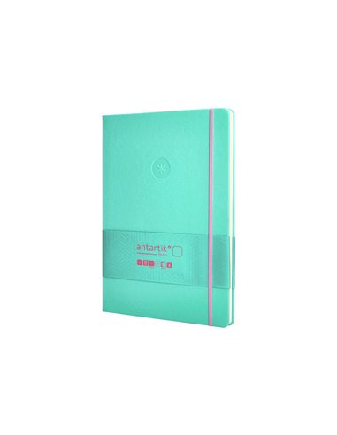 Carnet a4 antartik notes papier uni ivoire couverture rigide fermeture elastique rose 100 pages 80gr coloris turquoise.