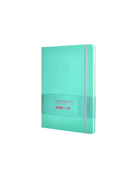 Carnet a4 antartik notes lignecouverture rigide fermeture elastique rose 100 pages 80gr coloris turquoise.