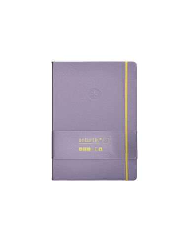 Carnet a4 antartik notes papier uni ivoire couverture rigide fermeture elastique jaune 100 pages 80gr coloris lilas.