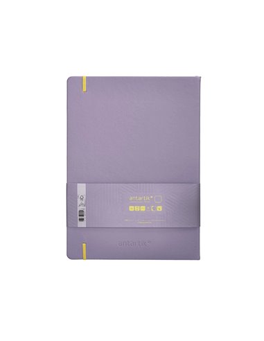 Carnet a4 antartik notes papier uni ivoire couverture rigide fermeture elastique jaune 100 pages 80gr coloris lilas.