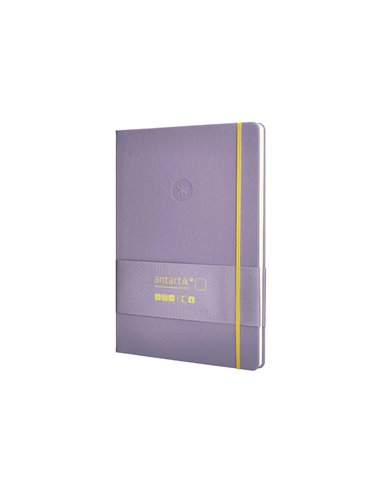 Carnet a4 antartik notes papier uni ivoire couverture rigide fermeture elastique jaune 100 pages 80gr coloris lilas.