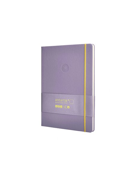 Carnet a4 antartik notes papier uni ivoire couverture rigide fermeture elastique jaune 100 pages 80gr coloris lilas.