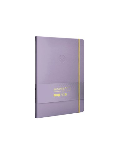 Carnet a4 antartik notes papier uni ivoire couverture rigide fermeture elastique jaune 100 pages 80gr coloris lilas.