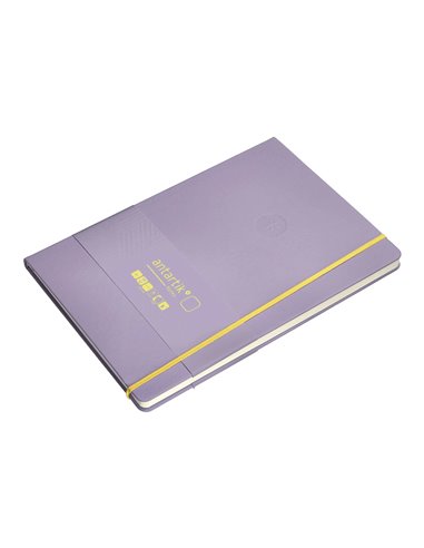 Carnet a4 antartik notes papier uni ivoire couverture rigide fermeture elastique jaune 100 pages 80gr coloris lilas.
