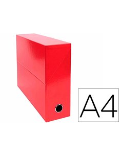 Boite transfert exacompta iderama carton recouvert 15/10e 25x33cm dos 90mm rouge.