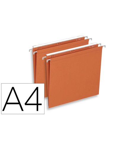 Dossier suspendu l'oblique economique kraft orange 210g a4 tiroir entraxe 330mm h250mm fond v boite 25 unites.