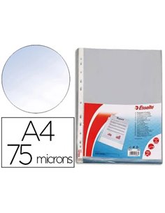 Pochette esselte polypropylène lisse 7.5/100e perforée a4 230x302mm transparent boîte 100 unités.