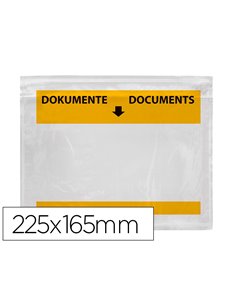 Pochette porte-documents q-connect 225x165mm auto-adhesive transparente texte francais allemand boite 100 unites.