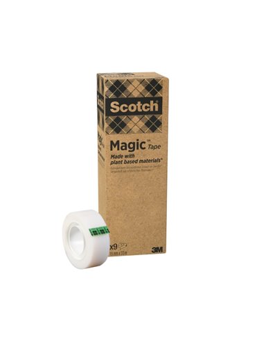 Rubans adhésifs Scotch Magic, lot de 9 – 66 % d'adhésif végétal – 19 mm x 33 m – Transparent