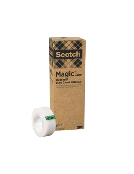 Rubans adhésifs Scotch Magic, lot de 9 – 66 % d'adhésif végétal – 19 mm x 33 m – Transparent