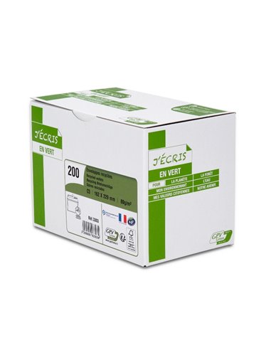 Enveloppe gpv c5 bande de protection 80g recycles 162x229 blanche boite de 200.