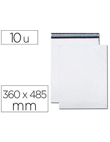 Pochette gpv polyethylene adhesive 360x485 blanc/noir paquet de 10.